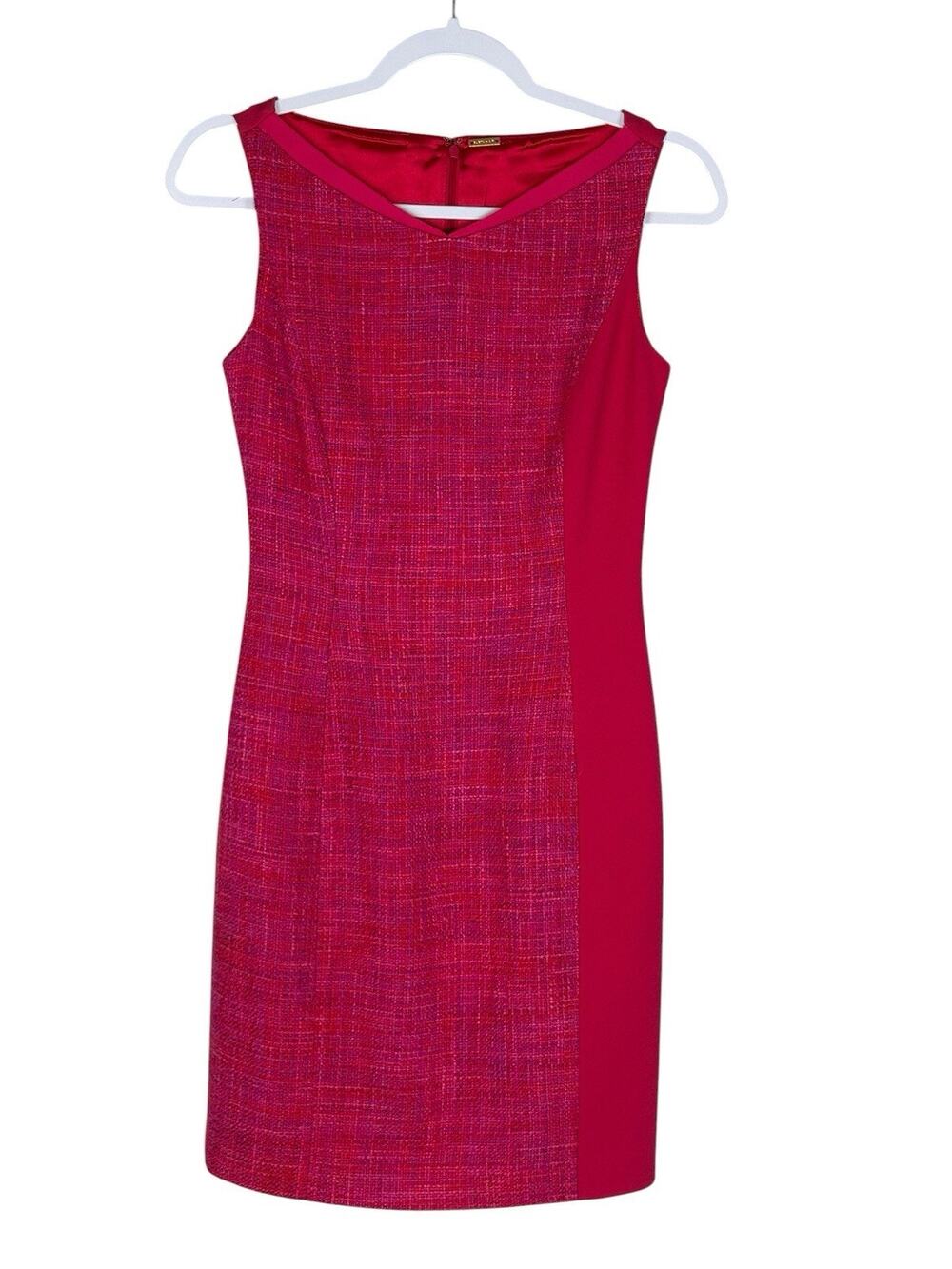 Elie Tahari Tweed Sheath Pencil Dress Margie Career Barbie Old Money Pink Size 4